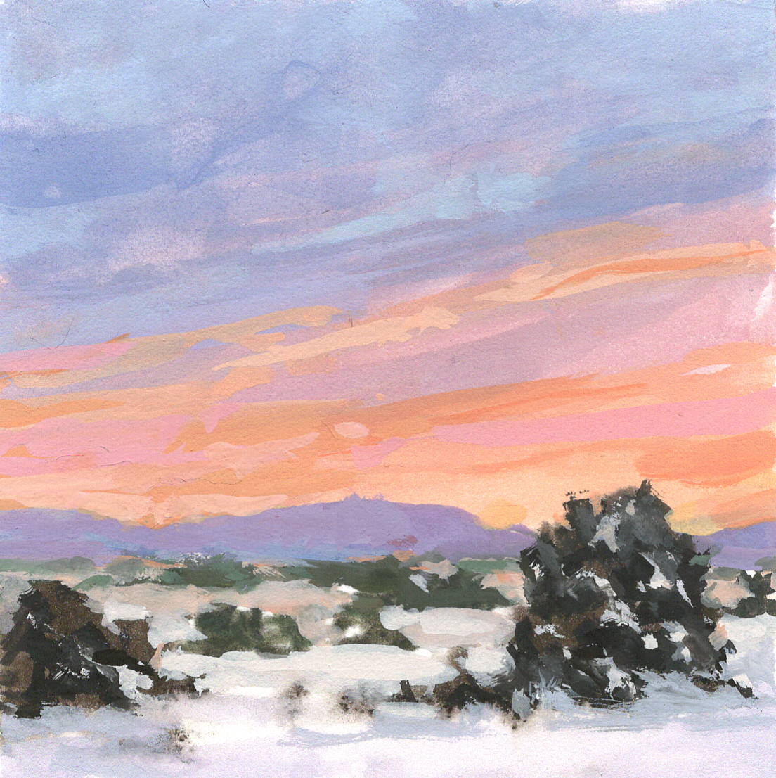 Winter in New Mexico | Cecilia Robertson | Gouache | Sage Creek Gallery