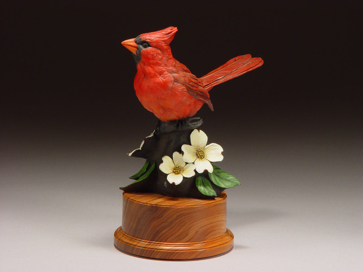Cardinal and Dogwood (Edition of 48) by Eugene Morelli | Bronze | Sage Creek Gallery
