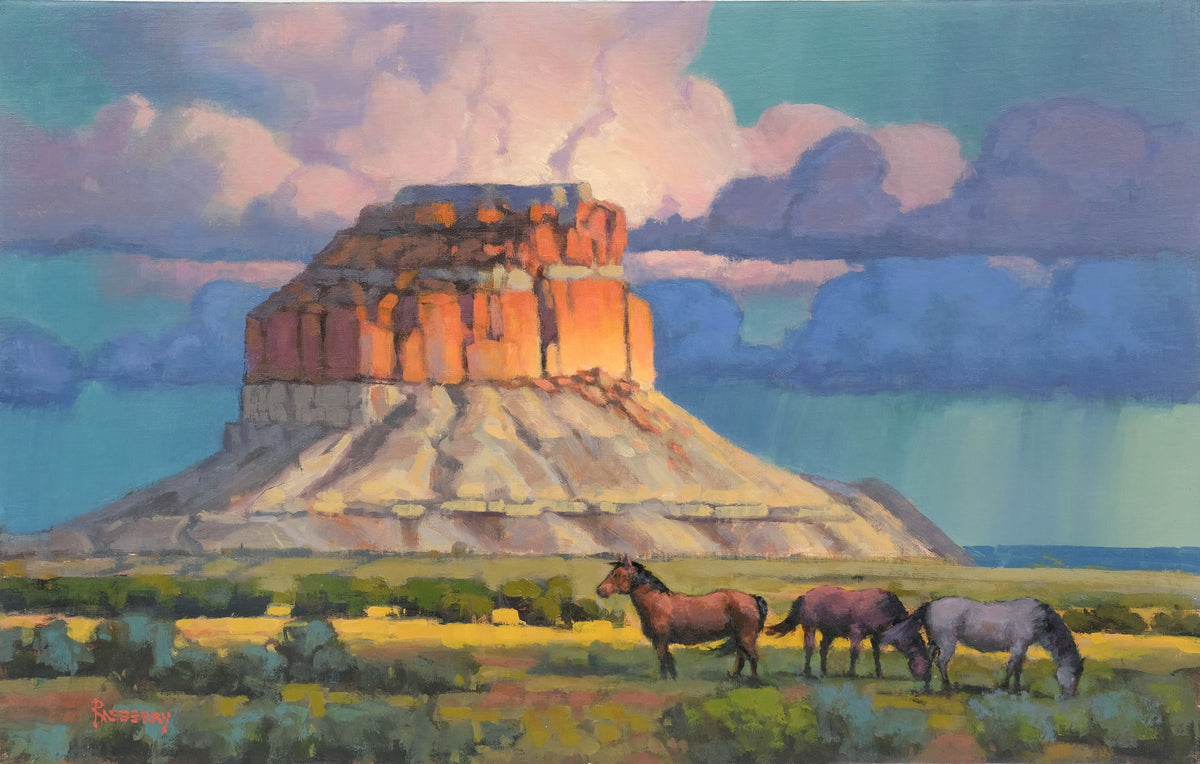 Sage Creek Gallery | John Rasberry | Breaking Storm at Chaco Canyon | Oil