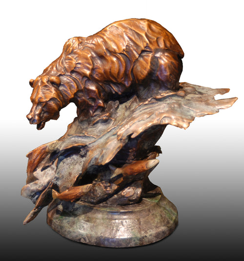 Bear Market (Maquette) (Edition of 99) by Ken Rowe | Bronze | Sage Creek Gallery | Side