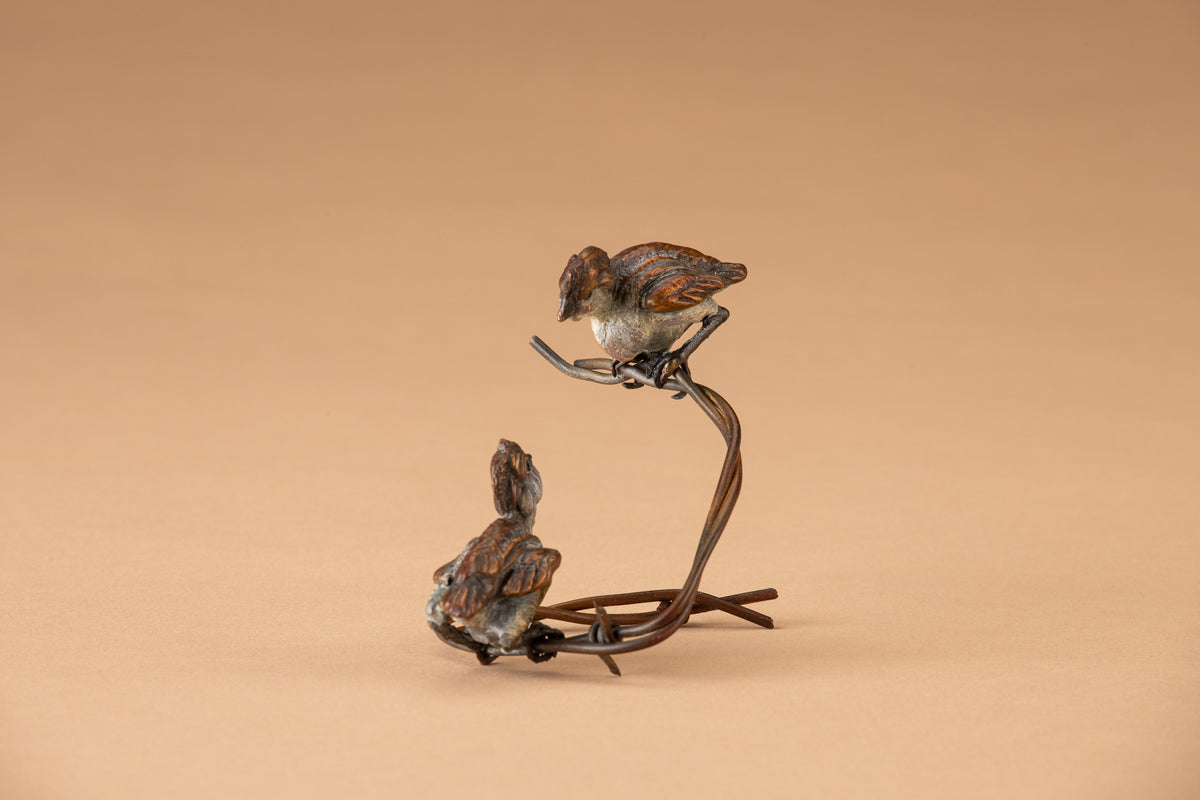 Cheep Talk (Open Edition) by Ken Rowe | Bronze | Sage Creek Gallery | Side Back