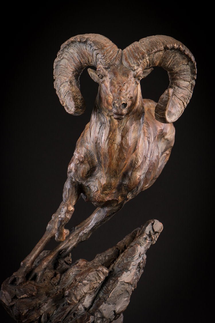 Cliff Hanger (Edition of 35) by Ken Rowe | Bronze | Sage Creek Gallery | Front Close Up