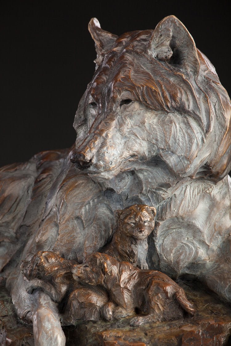 Den Mother (Edition of 35) by Ken Rowe | Bronze | Sage Creek Gallery | Close Up