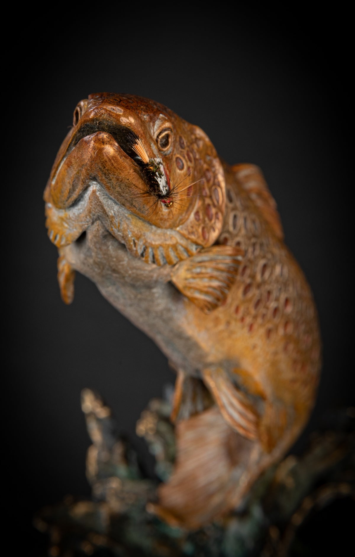 Making Waves (Brown Trout) (Edition of 35) by Ken Rowe | Bronze | Sage Creek Gallery | Close Up 2