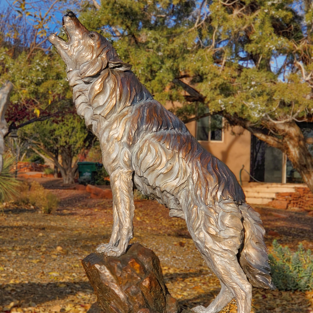 The Howling Wind (Standing Wolf) (Edition of 9 to 12) by Ken Rowe | Bronze | Sage Creek Gallery | Side 1