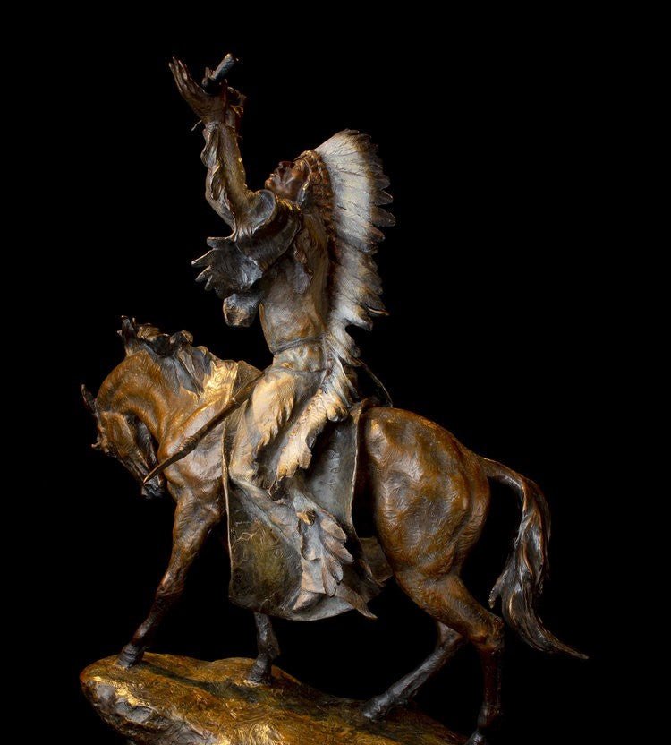Sacred Pipe (Edition of 75) by Lincoln Fox | Bronze | Sage Creek Gallery | Side