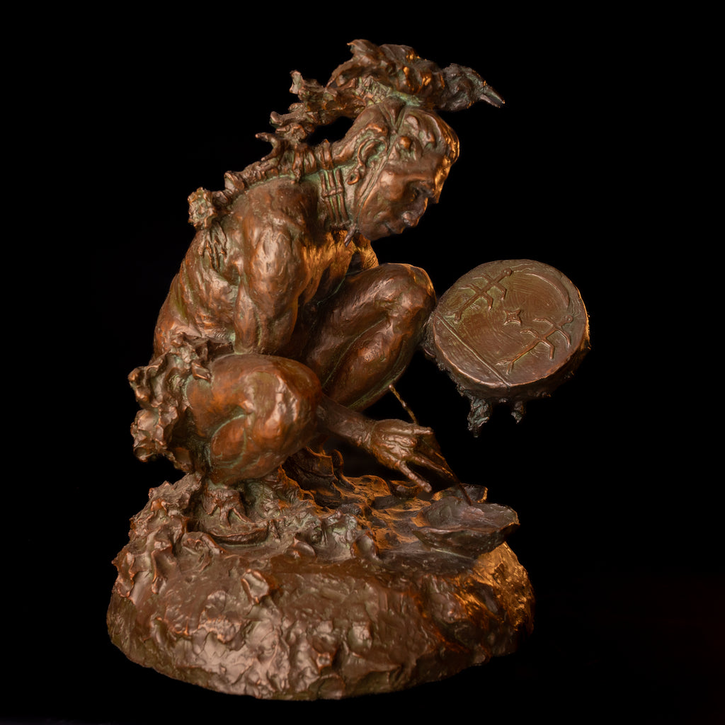 Cheyenne Drum Painter (Large) (Edition of 30) by Scott Rogers | Bronze | Sage Creek Gallery | Image 1