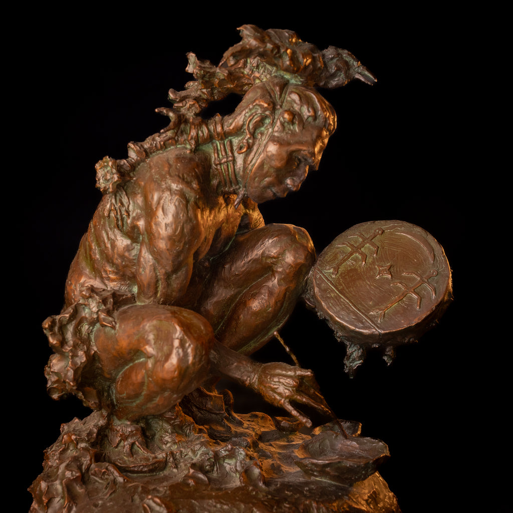Cheyenne Drum Painter (Large) (Edition of 30) by Scott Rogers | Bronze | Sage Creek Gallery | Image 2
