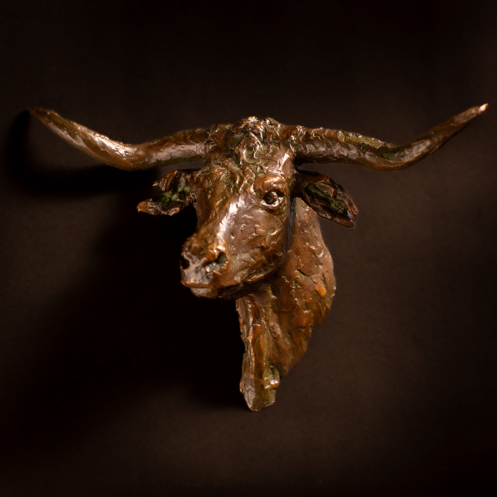 Steer Head (Straight) Wall Mount (Edition of 30) by Scott Rogers | Bronze | Sage Creek Gallery