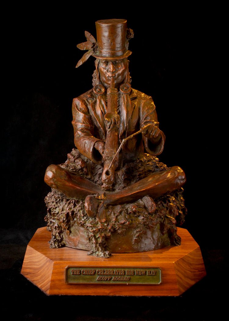 The Chief Celebrates His New Hat (Maquette) (Edition of 30) by Scott Rogers | Bronze | Sage Creek Gallery | Image 1