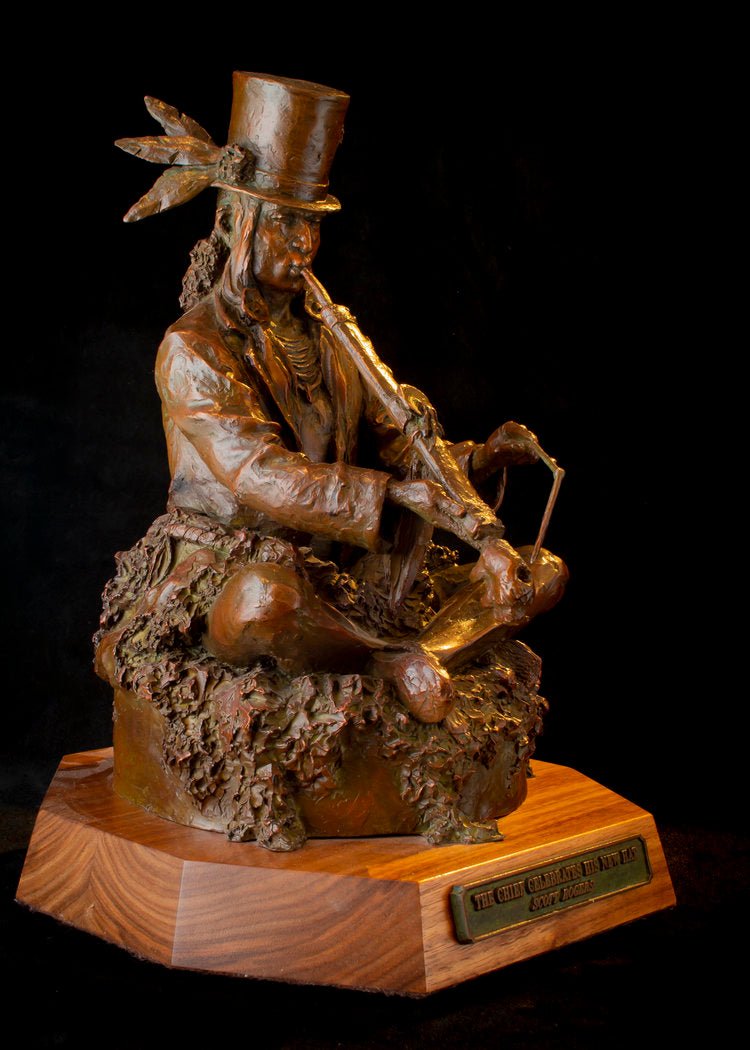 The Chief Celebrates His New Hat (Maquette) (Edition of 30) by Scott Rogers | Bronze | Sage Creek Gallery | Image 3
