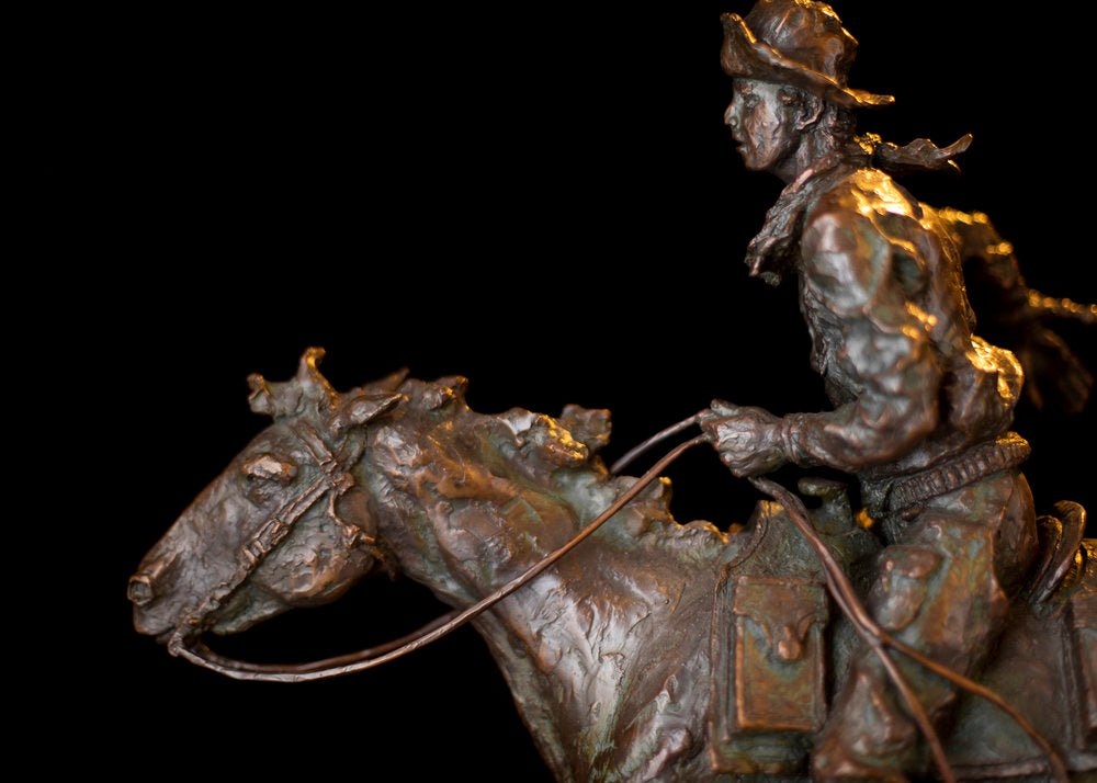 The Pony Express (Edition of 30) by Scott Rogers | Bronze | Sage Creek Gallery | Close Up