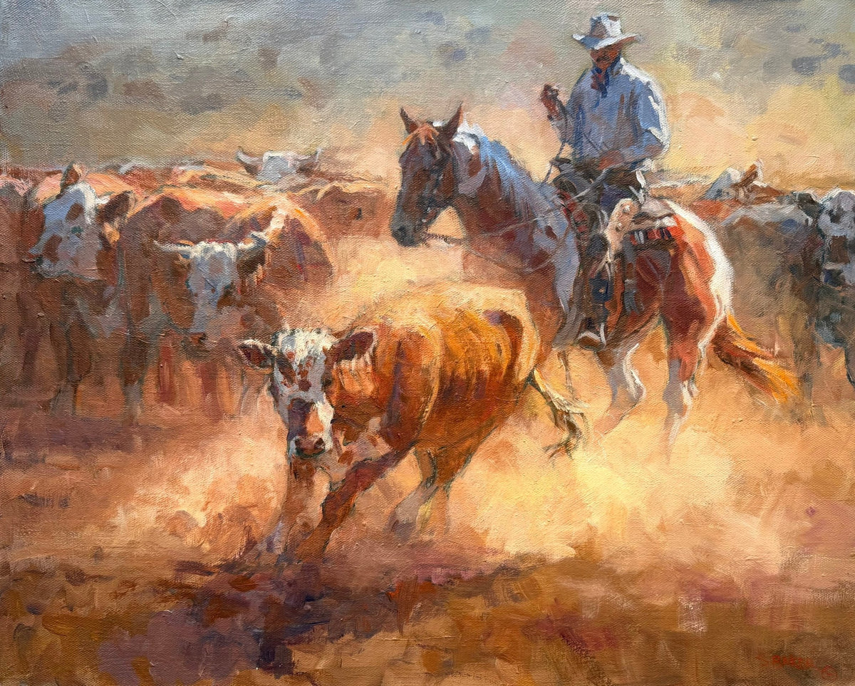 Sorting Steers | Suzanne Baker | Acrylic | Sage Creek Gallery⠋