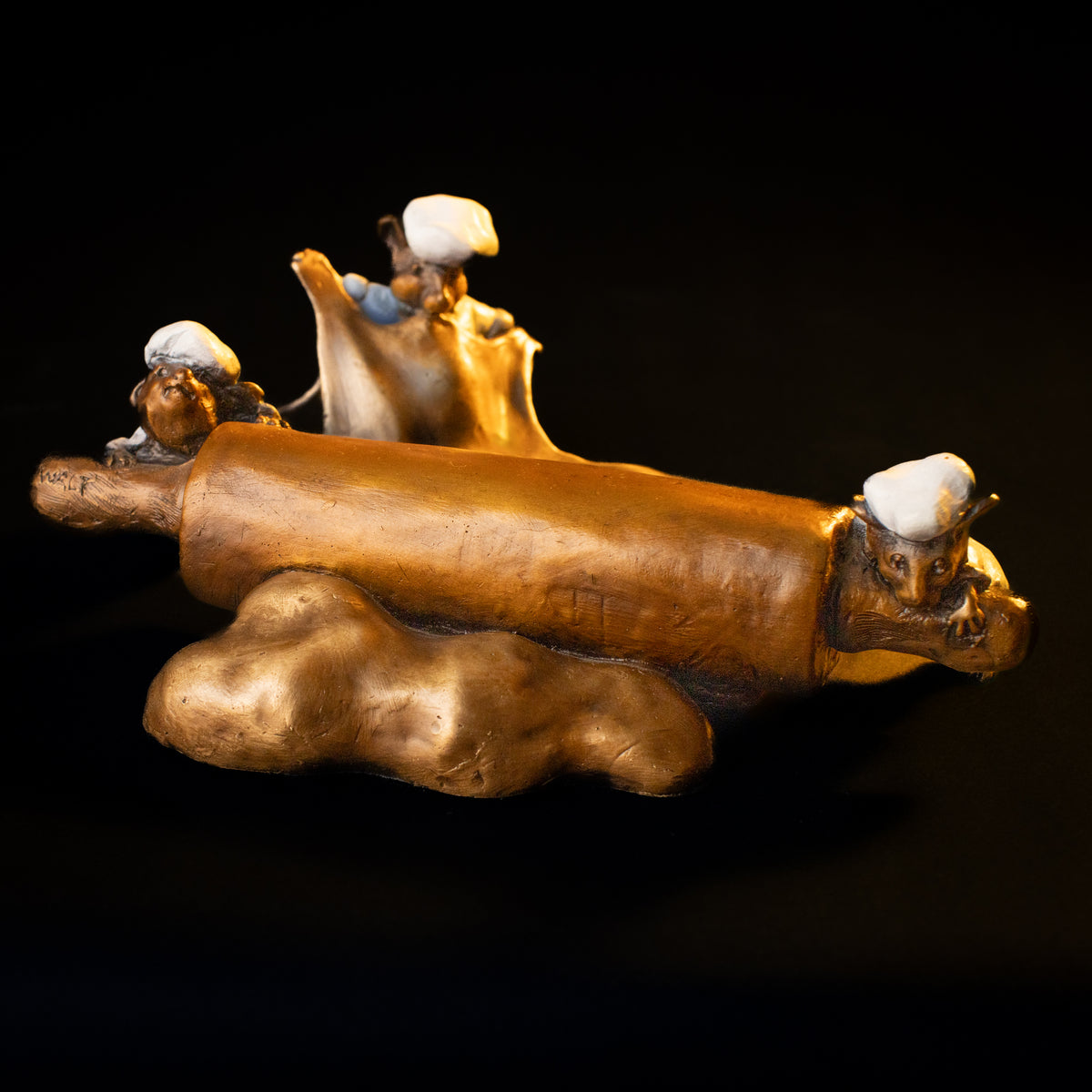 Doughy Rollers (Edition of 120) by Walt Horton | Bronze | Sage Creek Gallery | Side