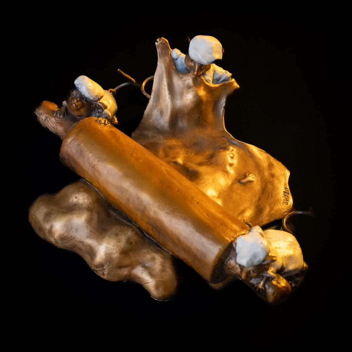 Doughy Rollers (Edition of 120) by Walt Horton | Bronze | Sage Creek Gallery | Top