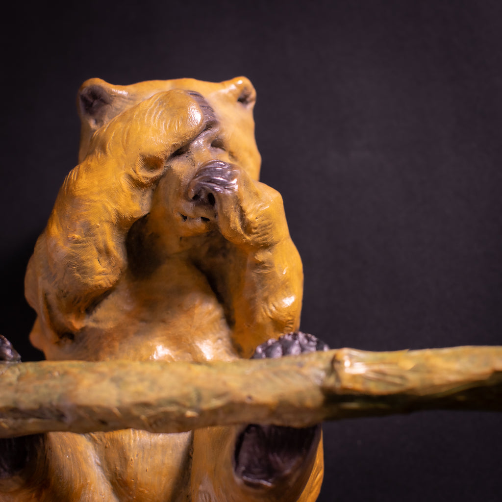 Embearassed, Bathroom Tissue Holder (Edition of 300) by Walt Horton | Bronze | Sage Creek Gallery | Closeup