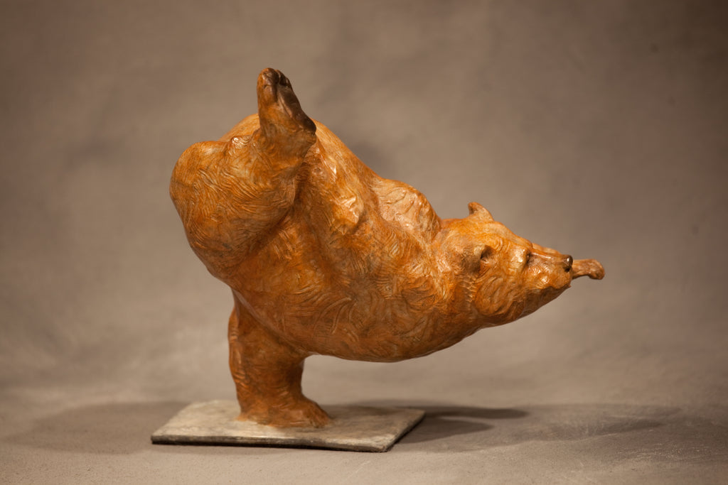 Yoga Bear (Dancer Pose) (Edition of 200) by Walt Horton | Bronze | Sage Creek Gallery | Close Up