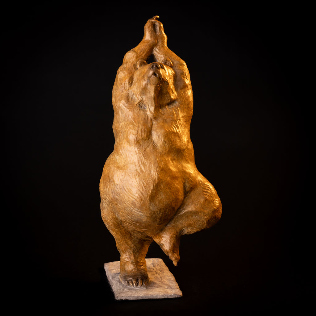 Yoga Bear (Tree Pose) (Edition of 200) by Walt Horton | Bronze | Sage Creek Gallery | Back